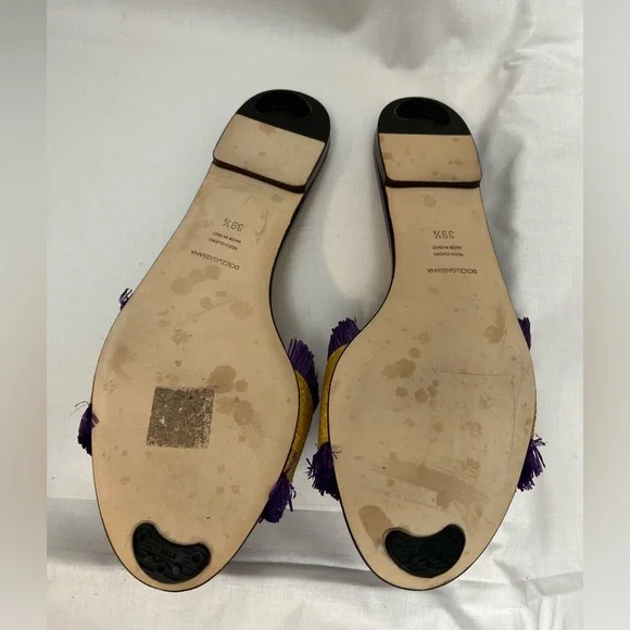 Dolce & Gabbana Purple Yellow Red Embellished Slide Sandals - Picture 3 of 3